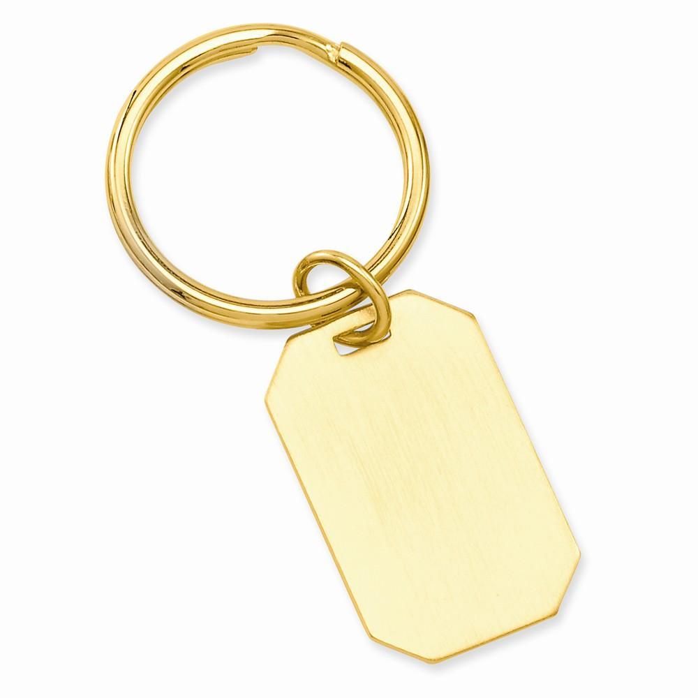 Jere Collection Key Ring No Engraving Yellow Gold Plated Satin Rectangle Key Ring