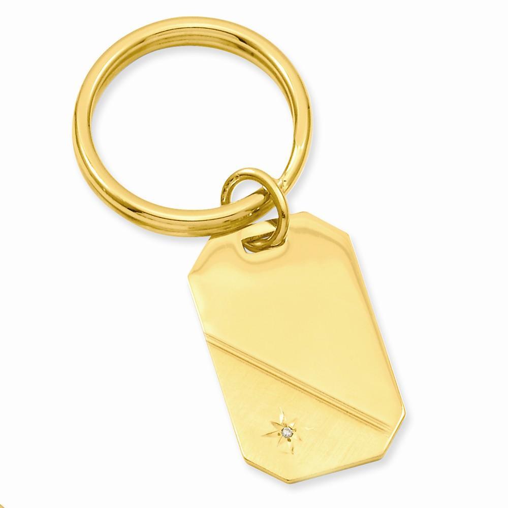 Jere Collection Key Ring No Engraving Yellow Gold Plated Star Cut Diamond Key Ring