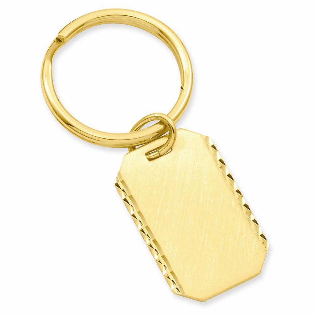 Jere Collection Key Ring No Engraving Yellow Gold Plated Swiss Cut Edge Key Ring