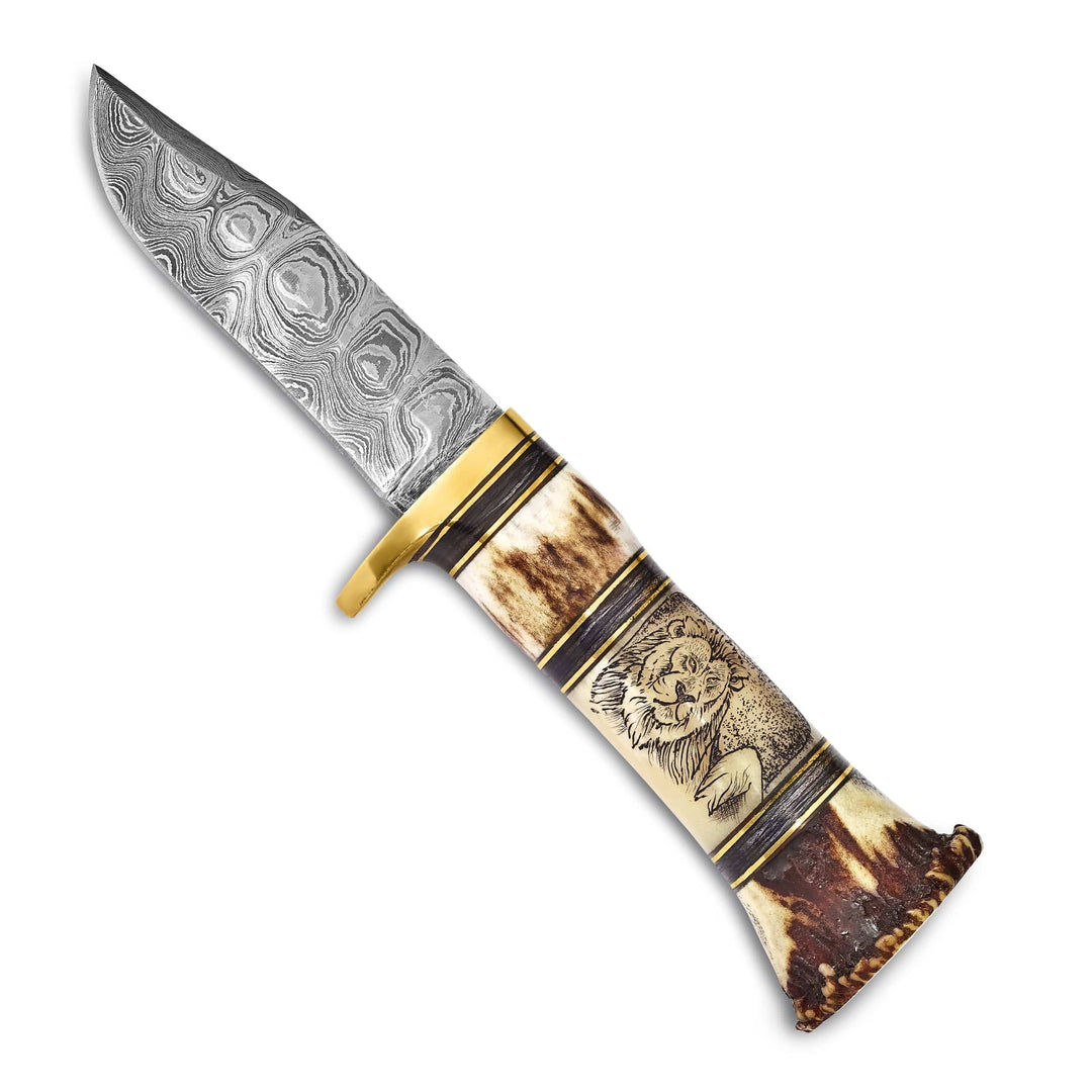 Lovely Rita's Knife Collection Damascus 256 Layer Blade Lion Elephant Knife