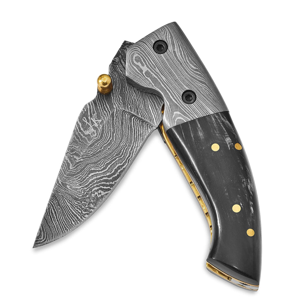 Lovely Rita's Knife Collection Damascus Steel Blade Buffalo Horn Handle Knife