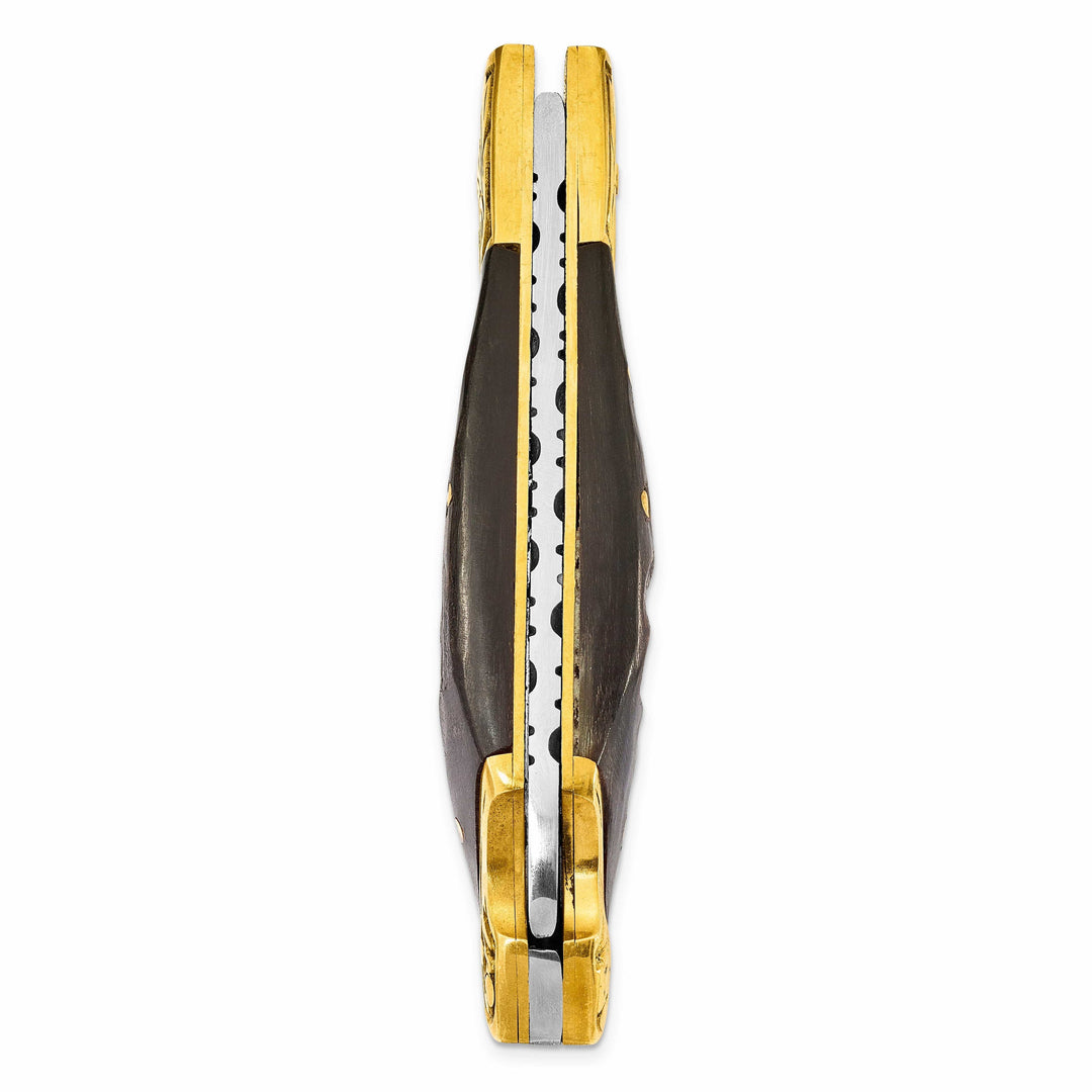 Lovely Rita's Knife Collection Damascus Steel Brass Ram Horn Handle Knife