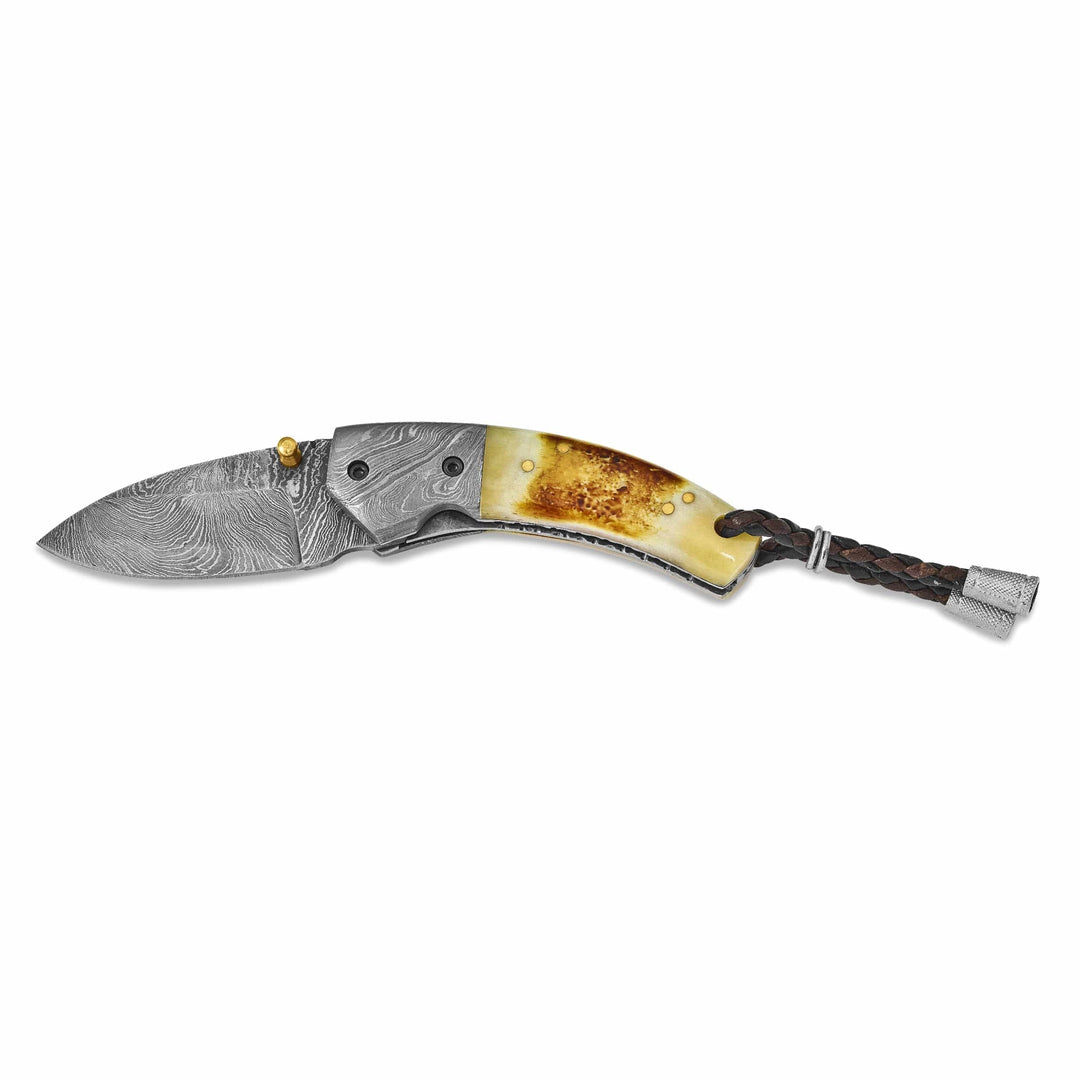 Lovely Rita's Knife Collection Damascus Steel Tinted Camel Bone Handle Knife