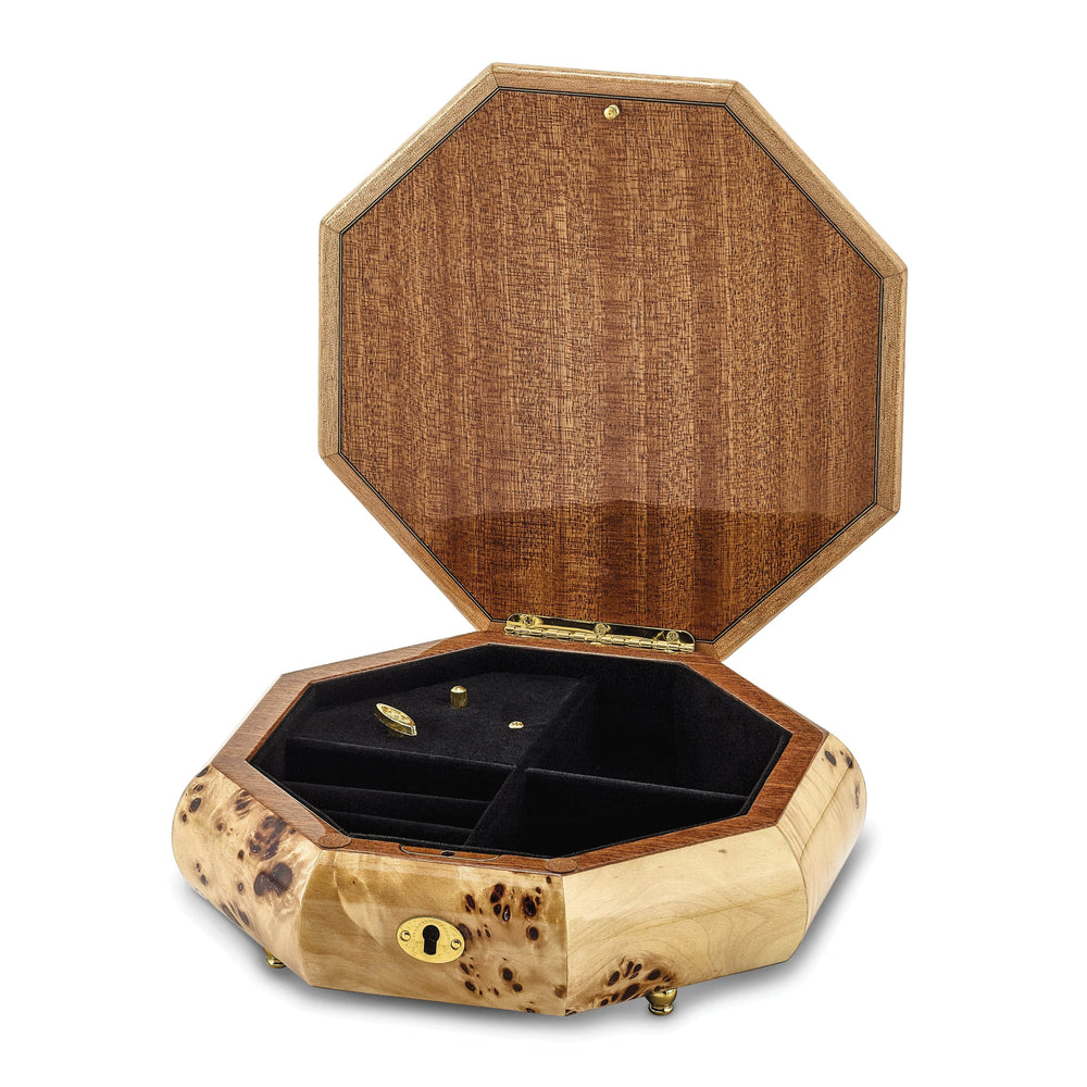 Lovely Rita's Music Box Walnut Veneer Locking Octagonal Music Box