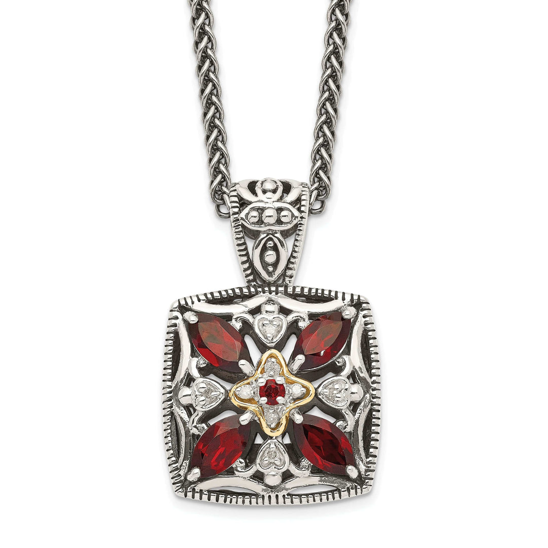 Shey Couture Necklaces Sterling Silver Gold Diamond Garnet Necklace