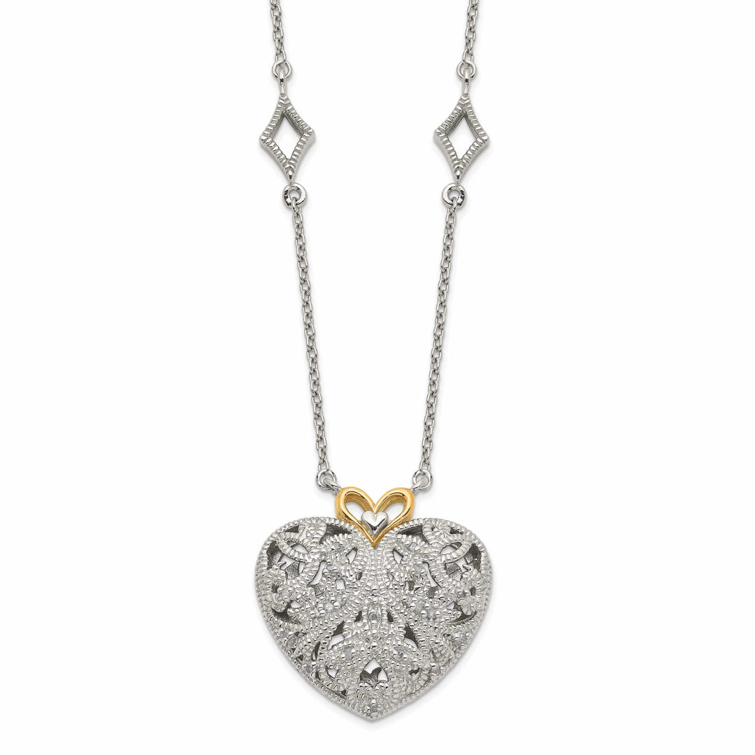 Shey Couture Necklaces Sterling Silver Gold Diamond Heart Necklace