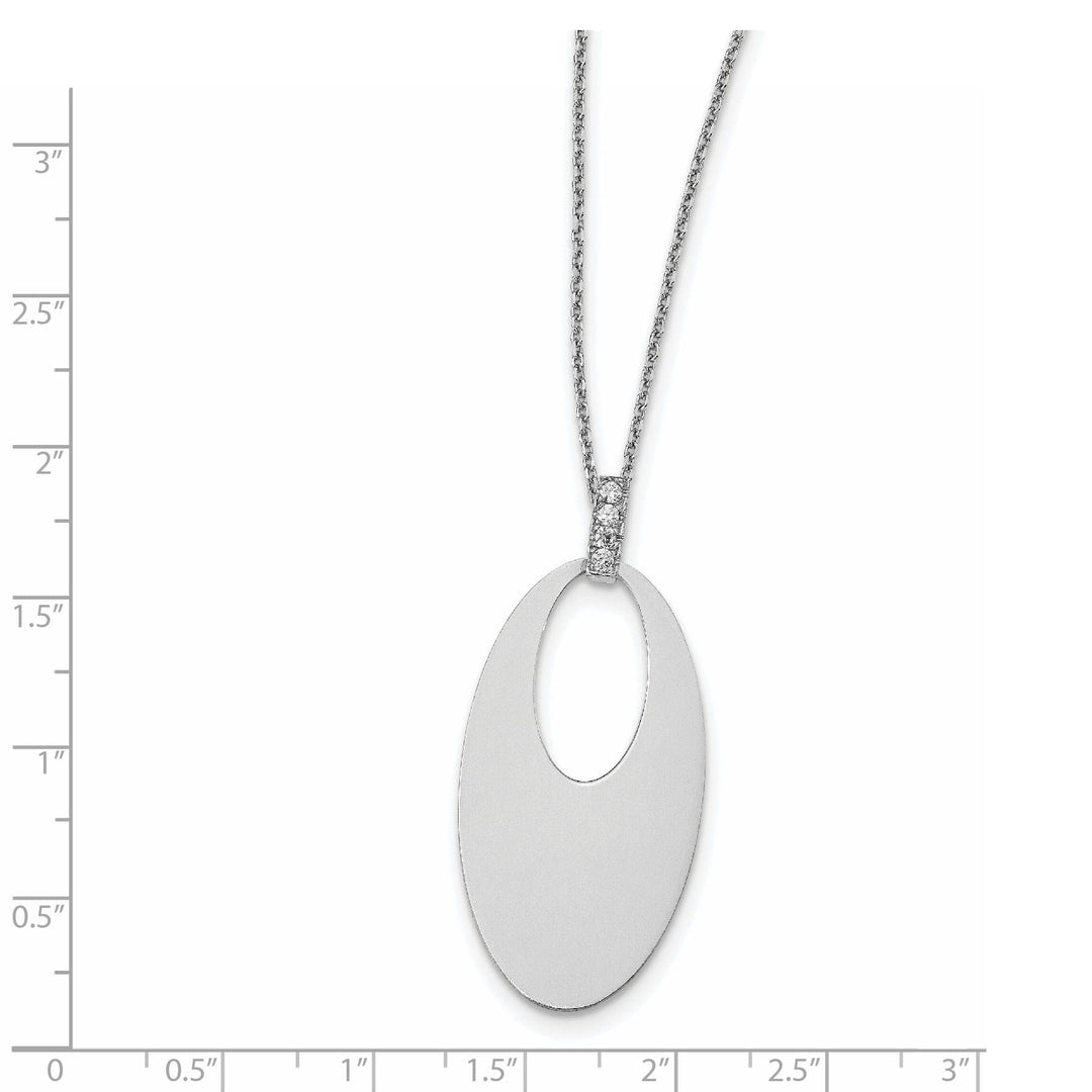 Lovely Rita's Necklaces Sterling Silver Polished Crystal Oval Necklace
