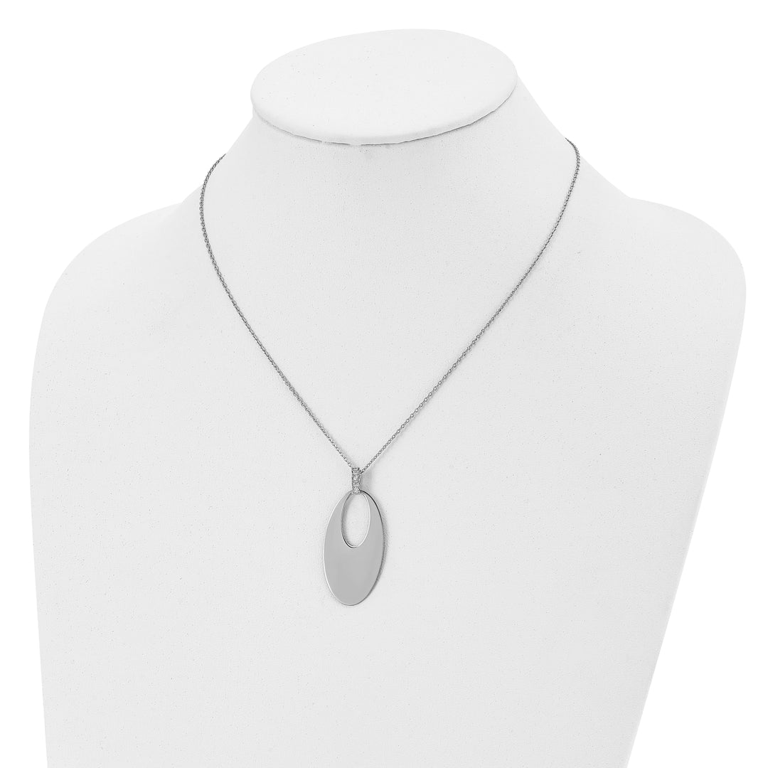Lovely Rita's Necklaces Sterling Silver Polished Crystal Oval Necklace