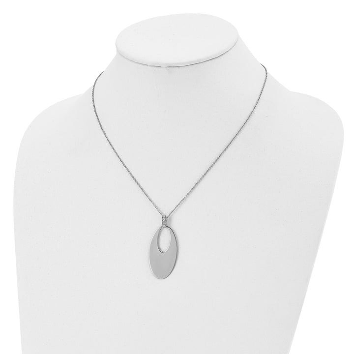 Lovely Rita's Necklaces Sterling Silver Polished Crystal Oval Necklace