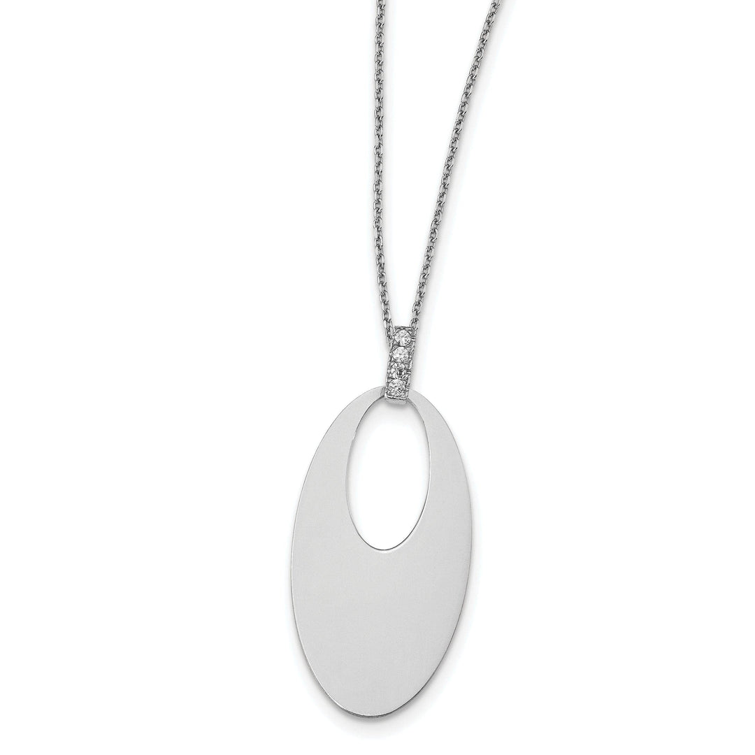 Lovely Rita's Necklaces Sterling Silver Polished Crystal Oval Necklace