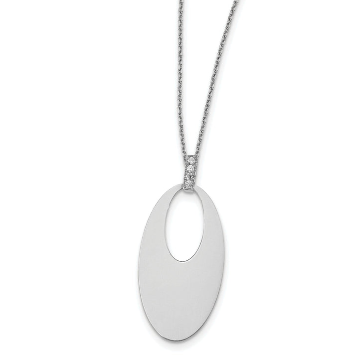 Lovely Rita's Necklaces Sterling Silver Polished Crystal Oval Necklace