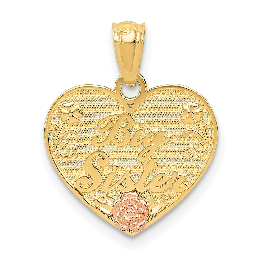 Lovely Rita's Pendants & Charms 14k Two Tone Gold Big Sister Heart Pendant