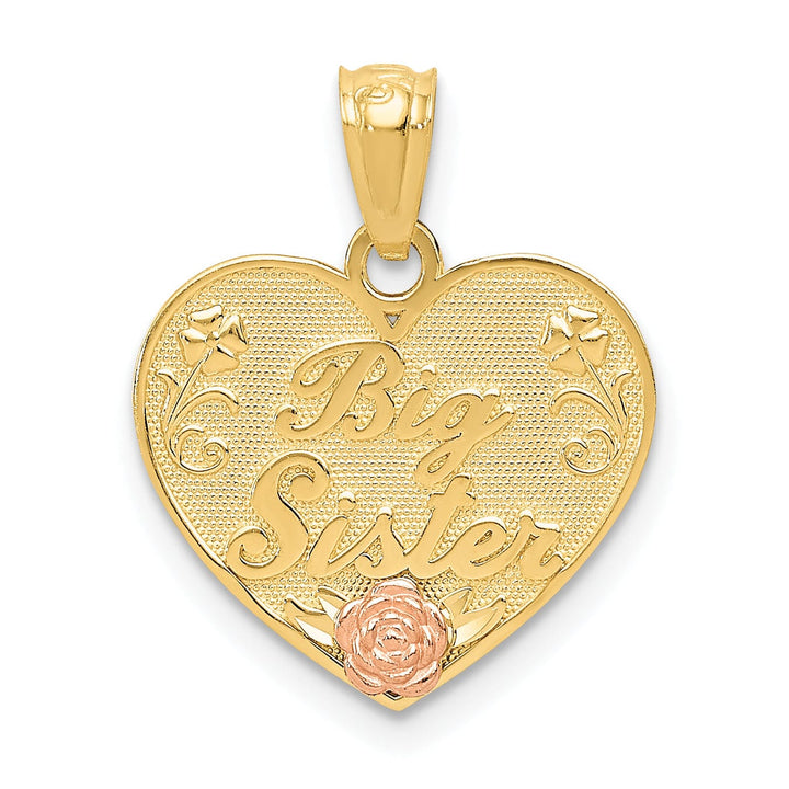 Lovely Rita's Pendants & Charms 14k Two Tone Gold Big Sister Heart Pendant