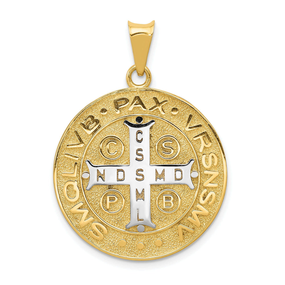 Lovely Rita's Pendants & Charms 14k Two Tone Gold Circle Saint Benedict Medal