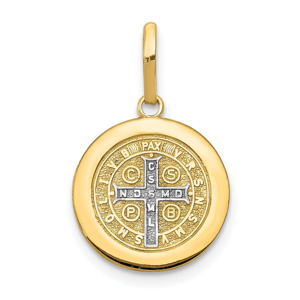 Lovely Rita's Pendants & Charms 14k Two Tone Gold Circle Saint Benedict Medal