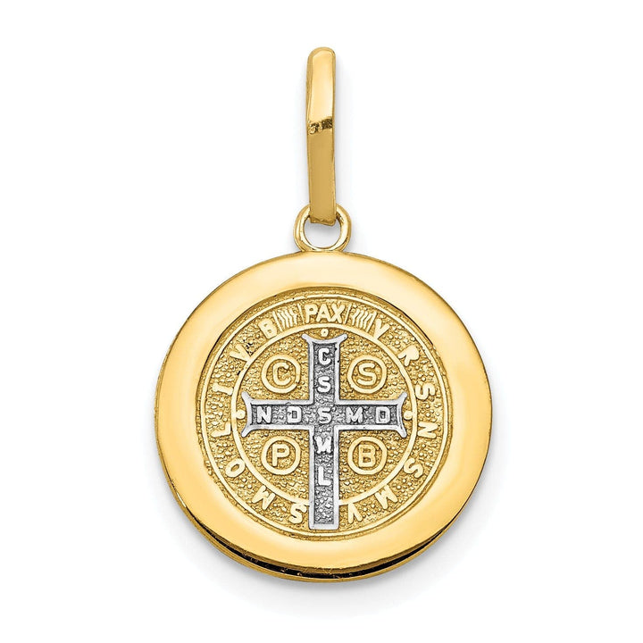 Lovely Rita's Pendants & Charms 14k Two Tone Gold Circle Saint Benedict Medal