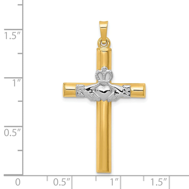 Lovely Rita's Pendants & Charms 14k Two-Tone Gold Claddagh Cross Pendant