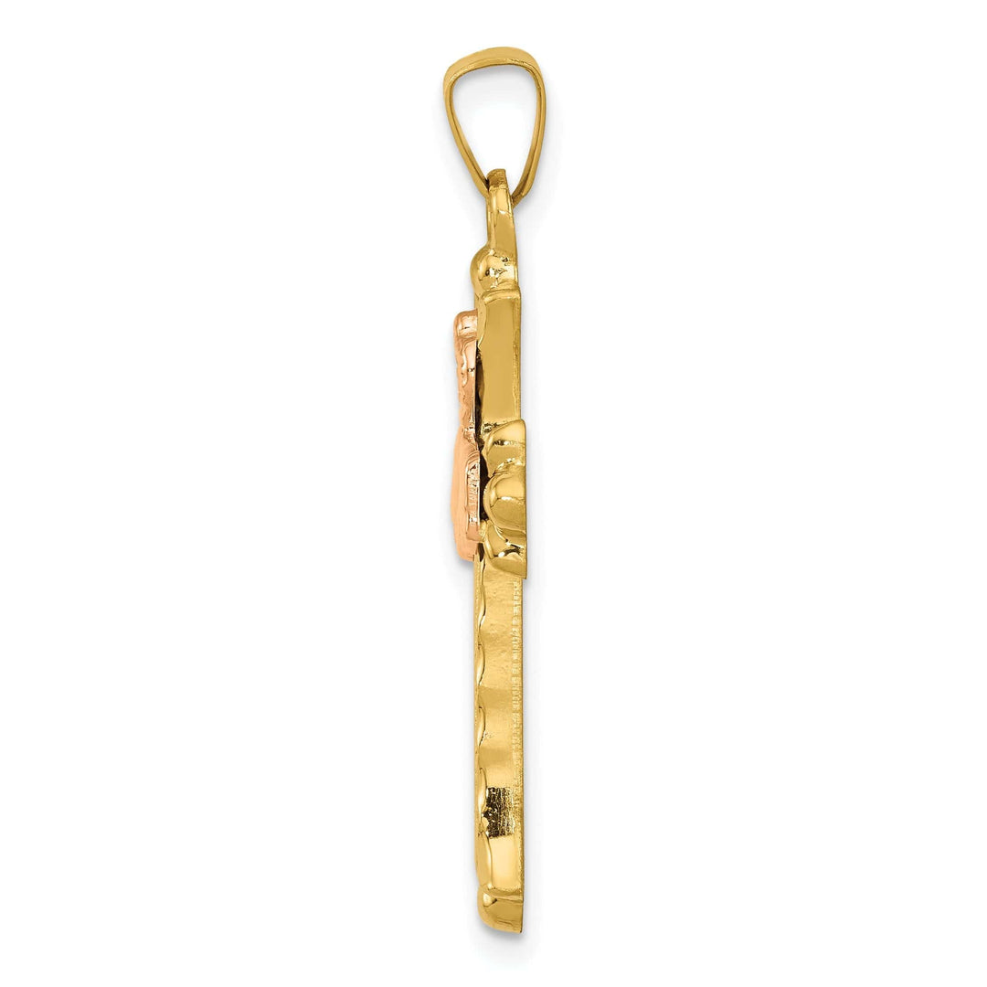 Celtic Pendants & Charms 14k Two-Tone Gold Claddaugh Cross Pendant
