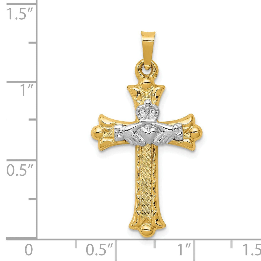 Lovely Rita's Pendants & Charms 14k Two-Tone Gold Claddaugh Cross Pendant