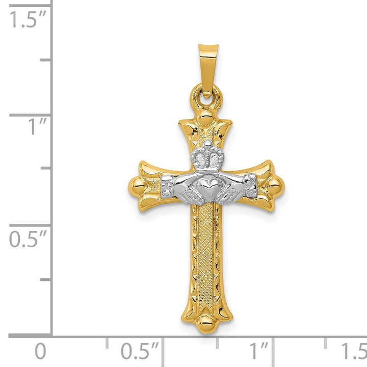 Lovely Rita's Pendants & Charms 14k Two-Tone Gold Claddaugh Cross Pendant