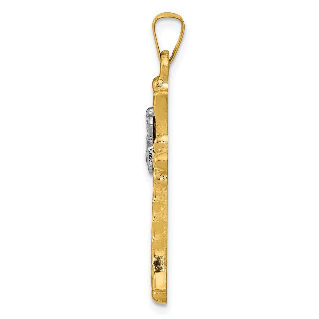 Lovely Rita's Pendants & Charms 14k Two-Tone Gold Claddaugh Cross Pendant
