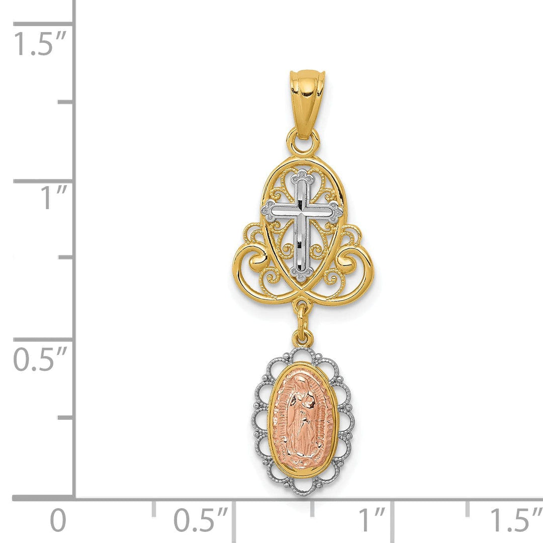 Lovely Rita's Pendants & Charms 14k Two Tone Gold Lady of Guadalupe Dangle Pendant