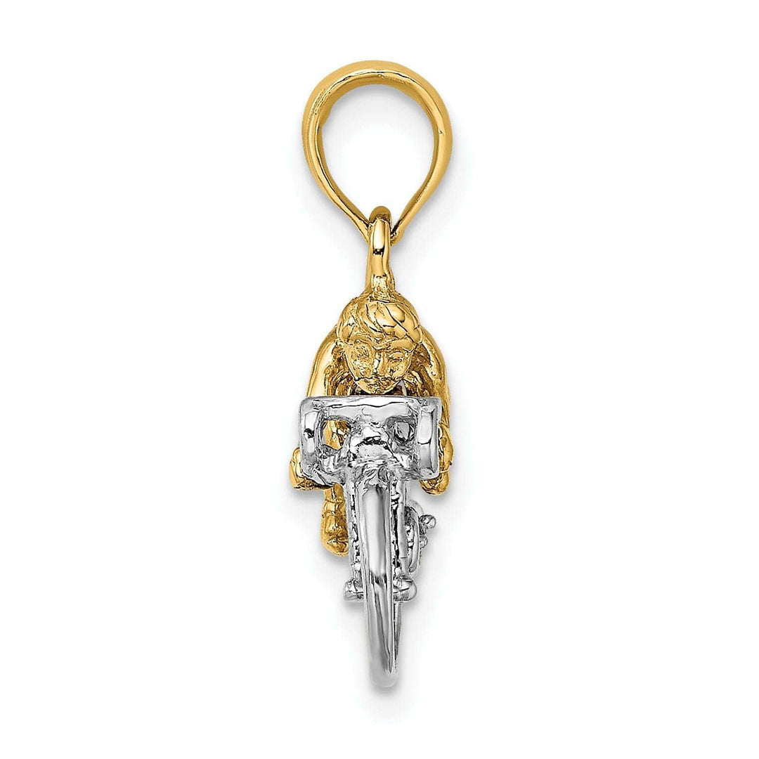 Lovely Rita's Pendants & Charms 14K Two Tone Gold Polished Finish 3-Dimensional Bicycle with Rider Charm Pendant