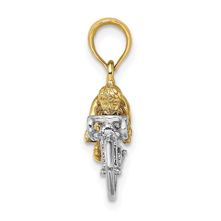 Lovely Rita's Pendants & Charms 14K Two Tone Gold Polished Finish 3-Dimensional Bicycle with Rider Charm Pendant