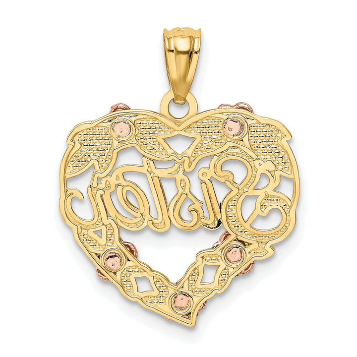Lovely Rita's Pendants & Charms 14k Two Tone Gold Sister Heart Charm Pendant