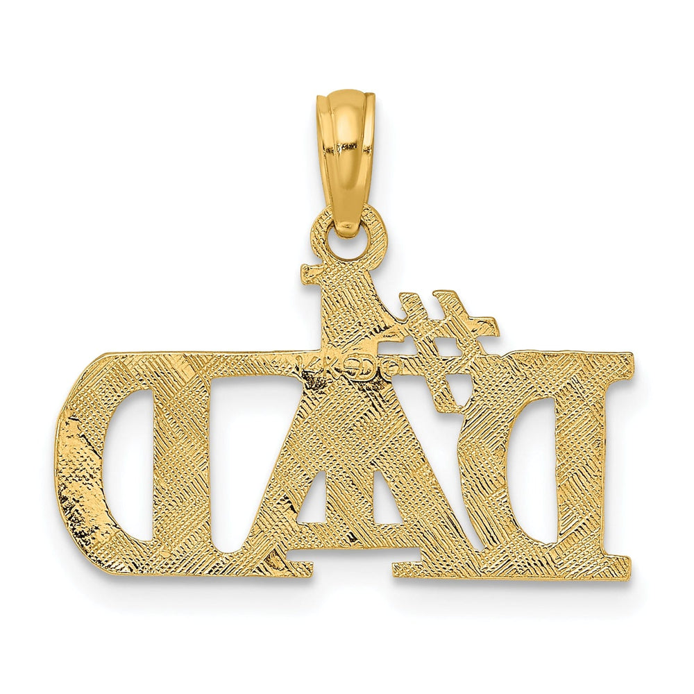 Lovely Rita's Pendants & Charms 14K White Gold Polished Textured Finish Flat Back Script #1 DAD Charm Pendant