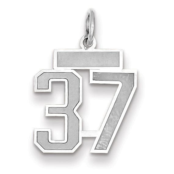 Lovely Rita's Pendants & Charms 14k White Gold Satin Brush Finish Small Size Number 37 Charm Pendant