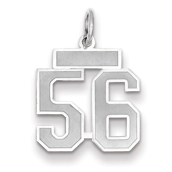Lovely Rita's Pendants & Charms 14k White Gold Satin Brush Finish Small Size Number 56 Charm Pendant