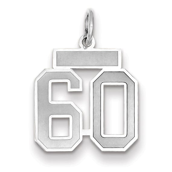 Lovely Rita's Pendants & Charms 14k White Gold Satin Brush Finish Small Size Number 60 Charm Pendant