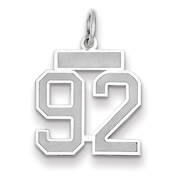 Lovely Rita's Pendants & Charms 14k White Gold Satin Brush Finish Small Size Number 92 Charm Pendant