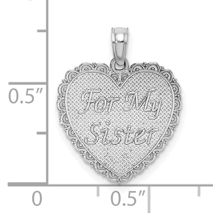 Lovely Rita's Pendants & Charms 14K White Gold Textured Finish Reversible Script FOR MY SISTER-WE ARE FRIENDS FOREVER charm Pendant
