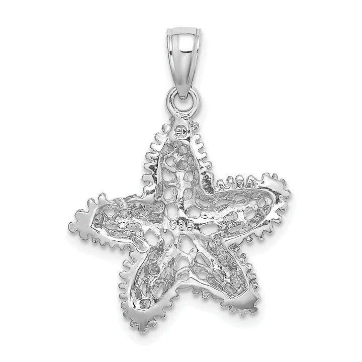 Lovely Rita's Pendants & Charms 14K White Gold Textured Polished Finish Starfish Filigree Design Charm Pendant