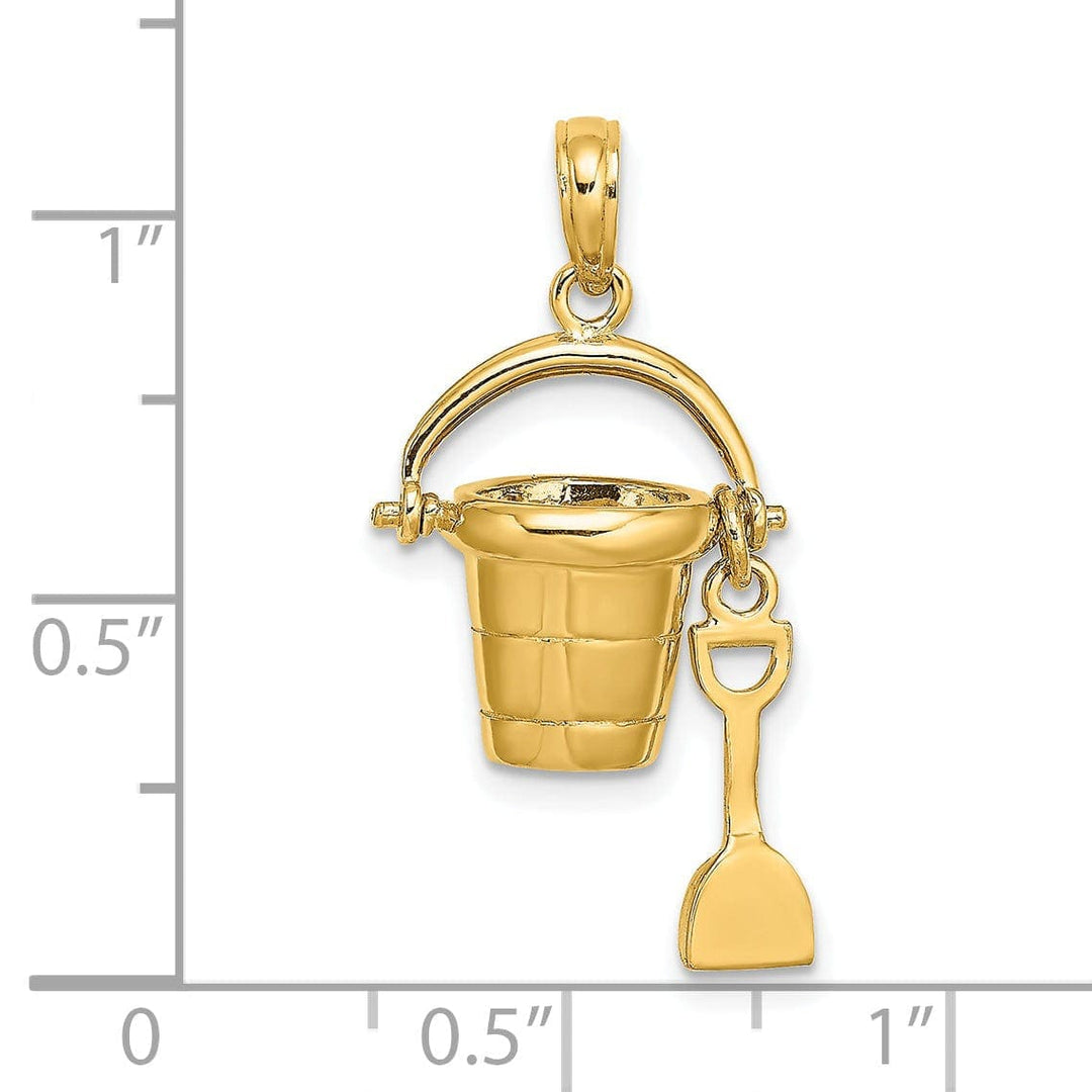 Lovely Rita's Pendants & Charms 14K Yellow Gold 3-D MYRTLE BEACH Florida Bucket Shovel Pendant