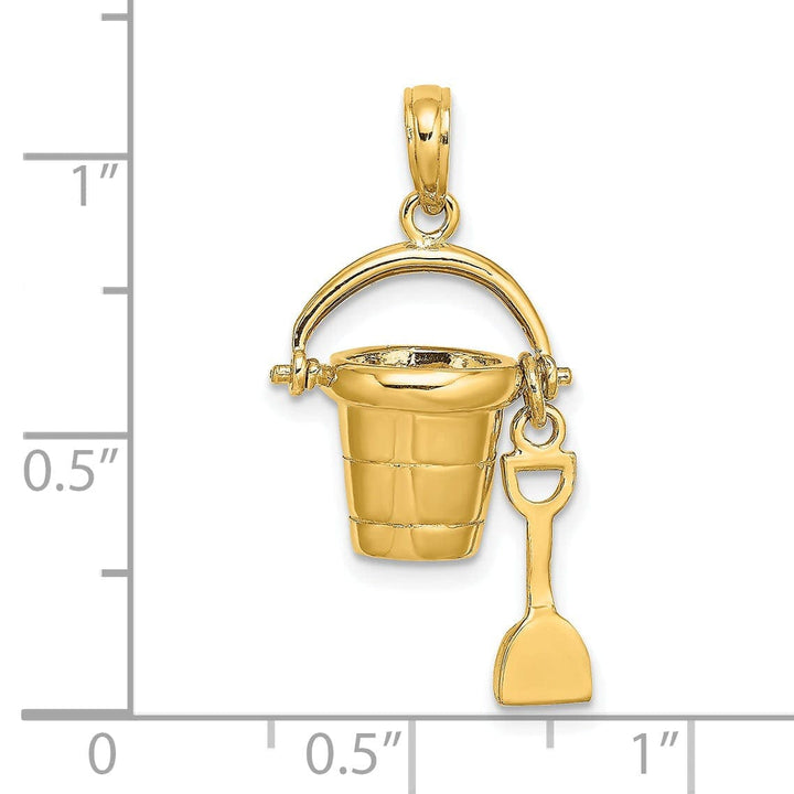 Lovely Rita's Pendants & Charms 14K Yellow Gold 3-D MYRTLE BEACH Florida Bucket Shovel Pendant