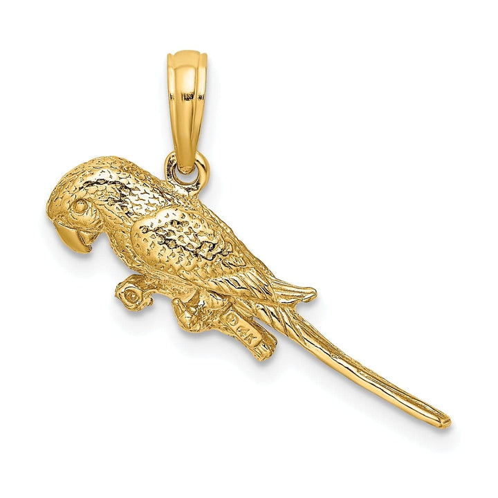 Lovely Rita's Pendants & Charms 14K Yellow Gold 3-D Parrot Sitting on Branch Pendant