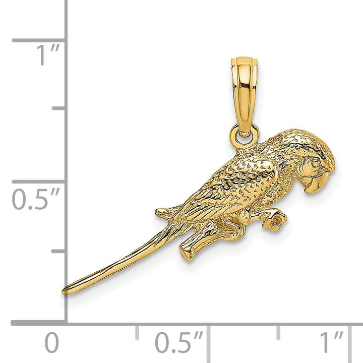 Lovely Rita's Pendants & Charms 14K Yellow Gold 3-D Parrot Sitting on Branch Pendant