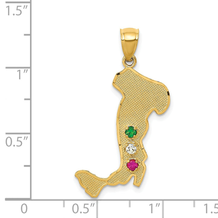 Lovely Rita's Pendants & Charms 14k Yellow Gold Boot Italy with Emerald, Ruby, C.Z Stones Pendant