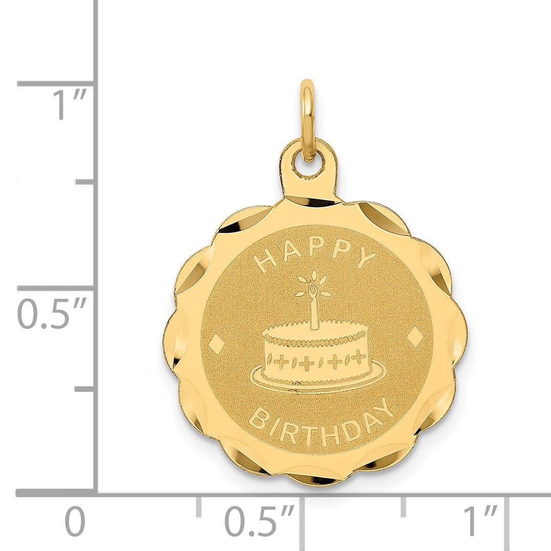 Lovely Rita's Pendants & Charms 14K Yellow Gold HAPPY BIRTHDAY Round Disc Pendant