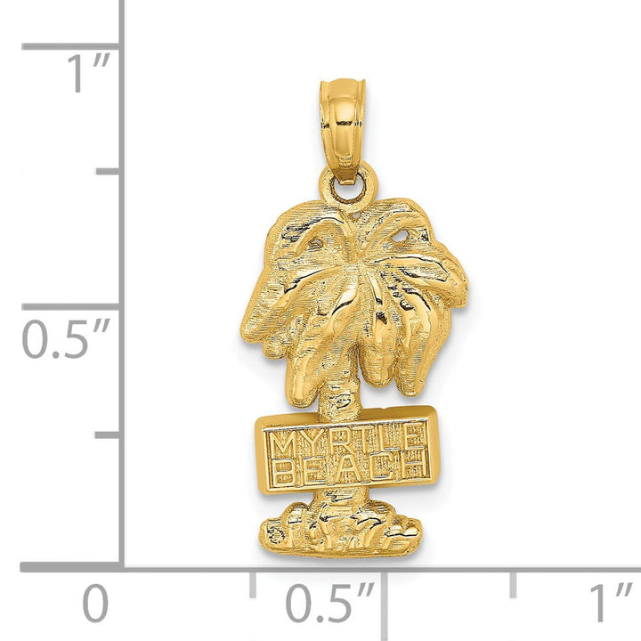 Lovely Rita's Pendants & Charms 14K Yellow Gold MYRTLE BEACH FLORIDA Banner Palm Tree Pendant