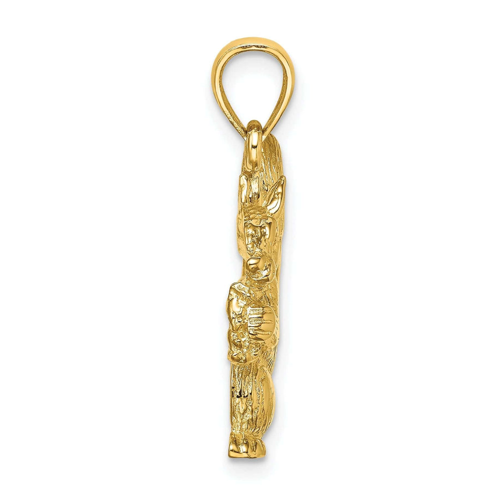 Lovely Rita's Pendants & Charms 14K Yellow Gold Open Back Textured Polished Finish Sitting Squirrel Charm Pendant