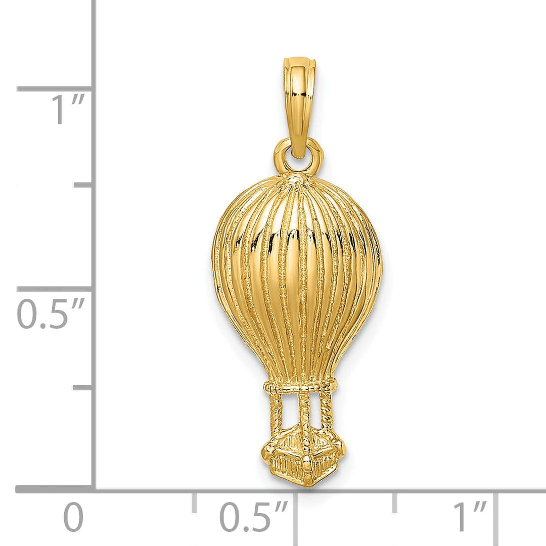 Lovely Rita's Pendants & Charms 14K Yellow Gold Polished Textured Finish Concave Shape Hot Air Ballon Charm Pendant