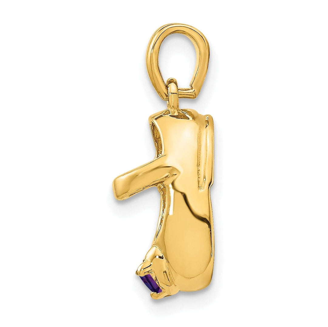 Lovely Rita's Pendants & Charms 14k Yellow Gold Purple Stone 3D Baby Shoe Charm