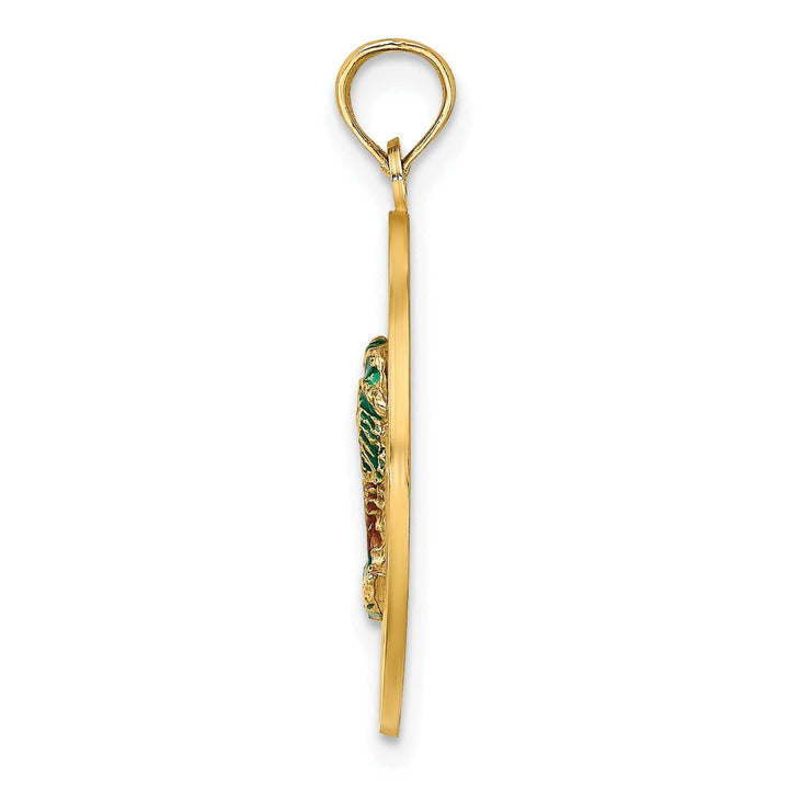 Lovely Rita's Pendants & Charms 14K Yellow Gold SARSOTA Double Palm Trees Circle Pendant