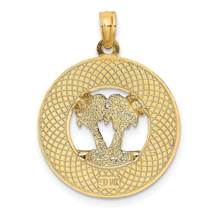 Lovely Rita's Pendants & Charms 14K Yellow Gold SARSOTA Double Palm Trees Circle Pendant