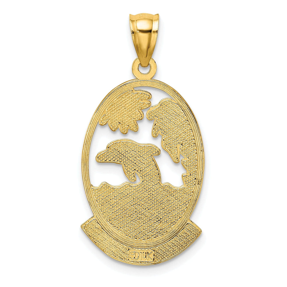 Lovely Rita's Pendants & Charms 14K Yellow Gold SARSOTA Florida Dolphin with Sunset Scene  Pendant