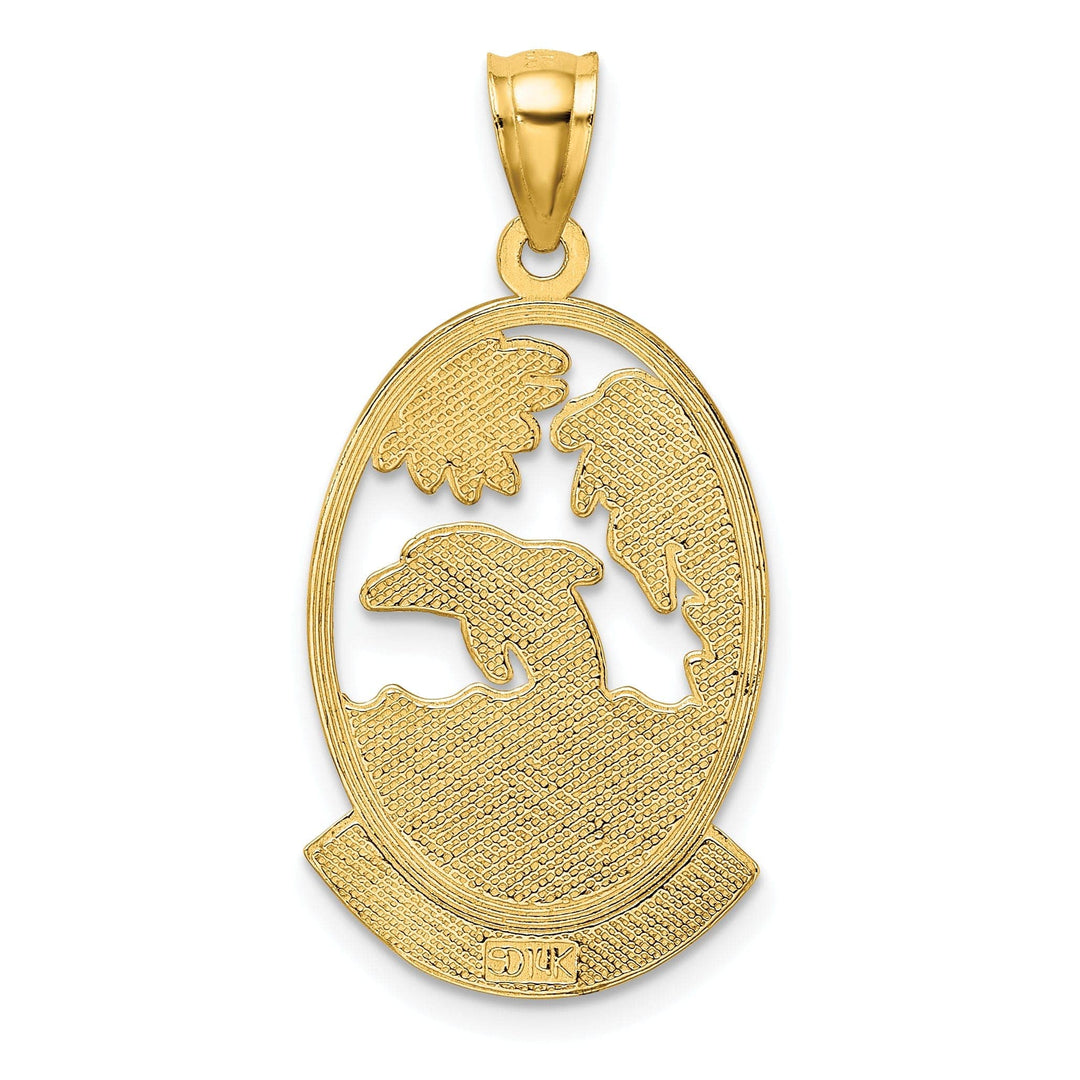 Lovely Rita's Pendants & Charms 14K Yellow Gold SARSOTA Florida Dolphin with Sunset Scene  Pendant